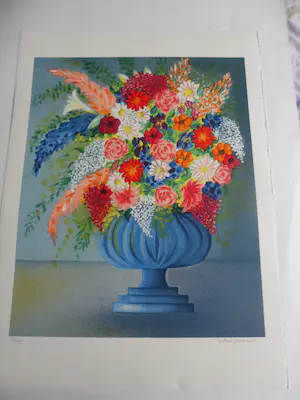 Valerie Hermant - Litho, Bloemen in een vaas. kopen? Bied vanaf 20!