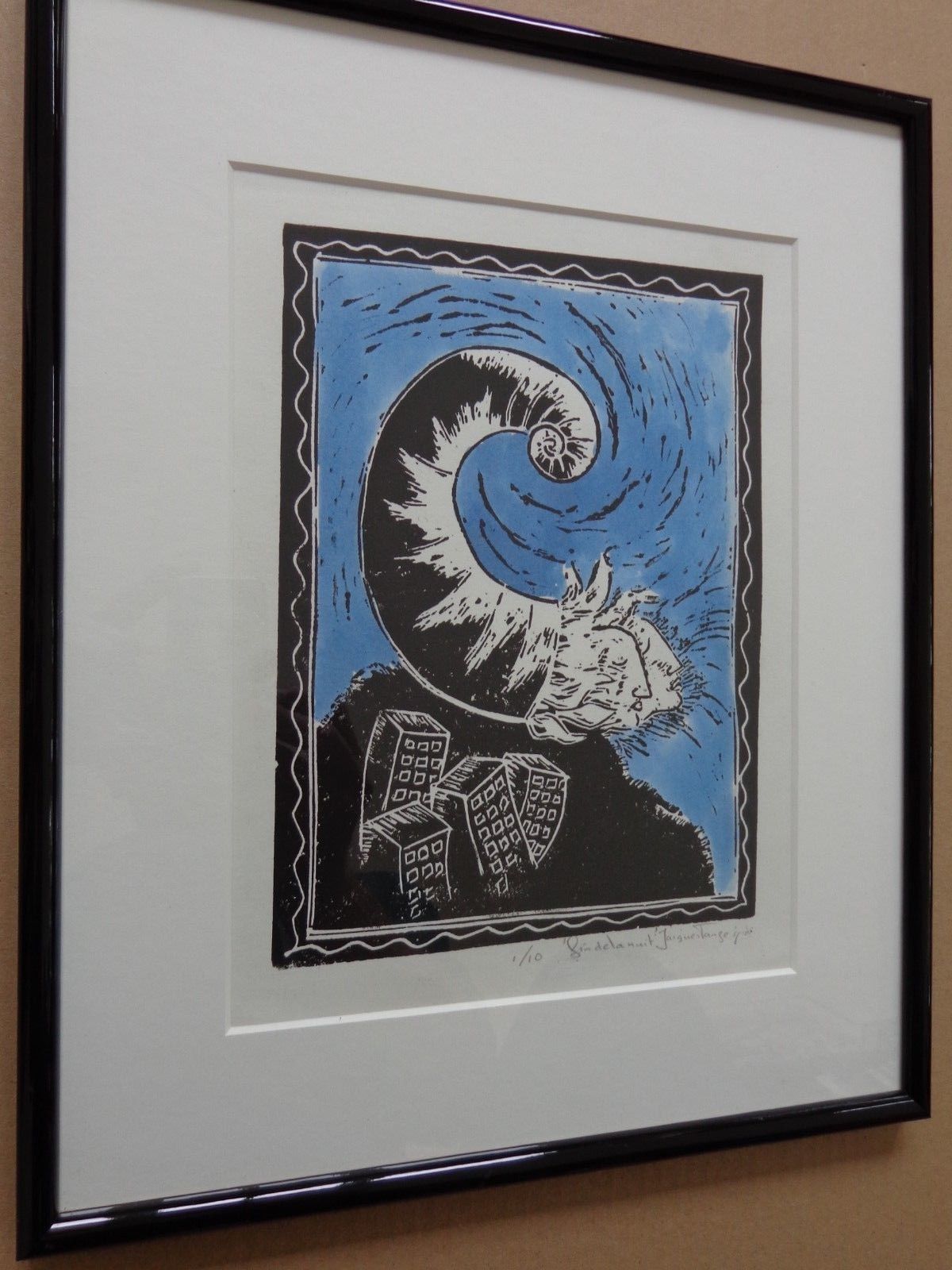 Jacques Tange - FIN DE LA NUIT / KLEURLITHO / 39x31cm / KADER / SIG / 1991 kopen? Bied vanaf 45!