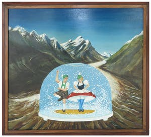 Jacqueline Lamme - Olieverf op doek, Heidi und Peter im Schnee '91 - Ingelijst (Zeer Groot) kopen? Bied vanaf 1!