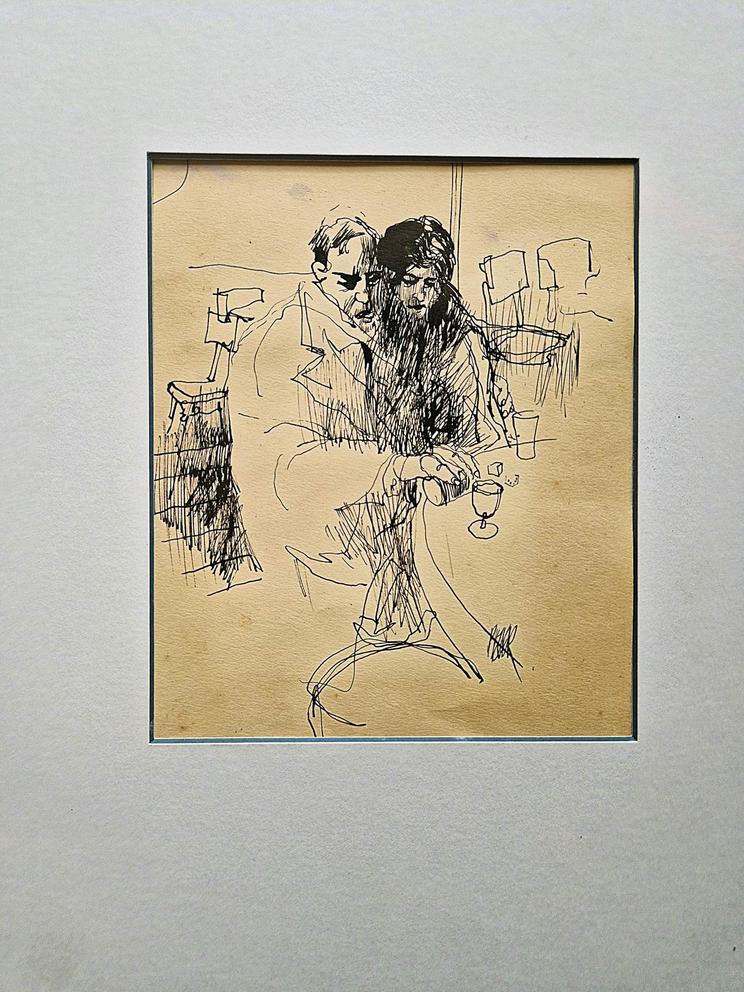 Peter van Straaten - Jaren 70 café inkt-tekening "Laat mij maar even ..." gesigneerd kopen? Bied vanaf 122!