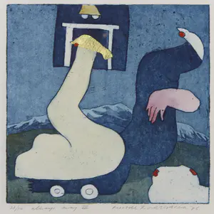 Michel van Overbeeke - Always Away III (1996), Ets en aquatint met bladgoud - ingelijst kopen? Bied vanaf 50!