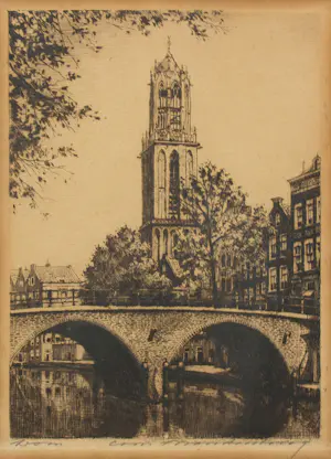 Cornelis Brandenburg - Ets, Lot van drie etsen Utrecht - Ingelijst kopen? Bied vanaf 50!