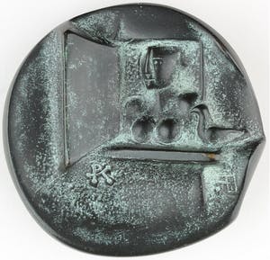 Fons Bemelmans - Bronzen penning: Vrouw in Raam, 1991 kopen? Bied vanaf 150!