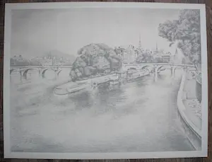 Wim Schuhmacher - litho:Ile de la Cité - 1947 kopen? Bied vanaf 35!