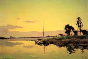 Aris Knikker - Stemmig waterlandschap verkocht voor € 165!