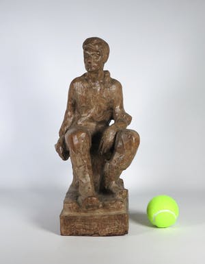 Niet of onleesbaar gesigneerd - Houten sculptuur, Zittende man kopen? Bied vanaf 10!