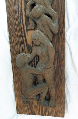 Klaas Pijlman - Chamotte / Aardewerk op paneel , Levensboom - ca. 1970 kopen? Bied vanaf 40!