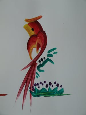 Niet of onleesbaar gesigneerd - ‘Gekaligrafeerde’ acrylverf op papier , Japan , Vogels en vlinders – ingelijst kopen? Bied vanaf 1!