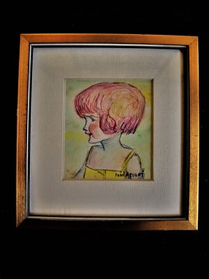 Toni Arzoni - Leeuwarden 1930 - Gesigneerd Art-Deco miniatuur Pastel "Meisje in geel jurkje" kopen? Bied vanaf 10!