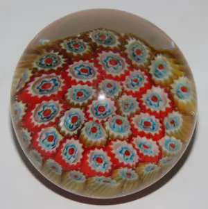 Glazen millefiori murano, glazen presse papier, blauw en rood kopen? Bied vanaf 150!
