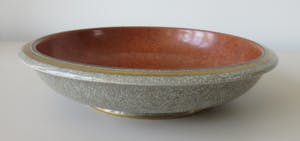 Royal Copenhagen - Art deco oranje porseleinen craquele schaal - ontwerp Thorkild Olsen kopen? Bied vanaf 40!