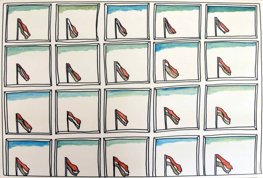 André Drenth - Nogmaals een keer - 1976 - Viltstift en Aquarel op papier - BKR Groningen kopen? Bied vanaf 10!