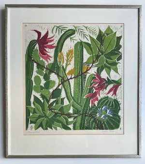 Jeanne Bieruma Oosting - handgesigneerde litho | 'Exotische tuin' (KEURIG INGELIJST) kopen? Bied vanaf 1!