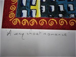 Jacques Tange - populair Rotterdams graficus - gesigneerde Zeefdruk - a very short romance - kopen? Bied vanaf 40!
