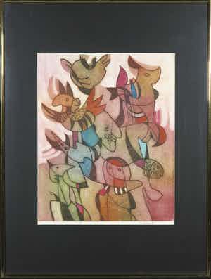 Jan Cobbaert - Ets en aquatint, Zonder titel - Ingelijst verkocht voor € 100!