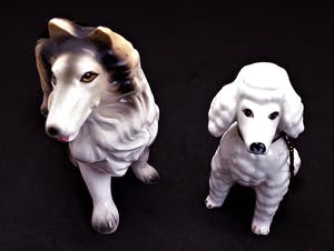 Curiosa - 2 Antieke porseleinen hondjes kopen? Bied vanaf 1!