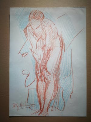 Paul Gabriel Hubert - Schets. Naakt. Staande vrouw. kopen? Bied vanaf 35!