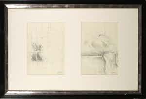 Kees van Bohemen - Potlood, Twee studies - Ingelijst verkocht voor € 1!
