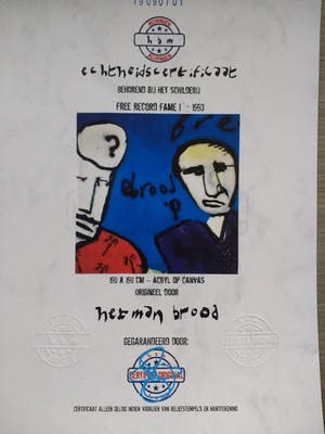 Herman Brood - schilderij, Free Record Fame, 190 x 190 cm + HB-M Certificaat, TOPWERK kopen? Bied vanaf 4500!