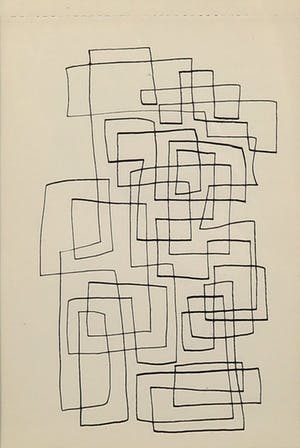 Siep van den Berg - Inkttekening, Abstracte compositie - Ingelijst kopen? Bied vanaf 35!