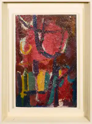 Klaas Boonstra - Olieverf op board, Abstracte compositie - Ingelijst verkauft für € 300!