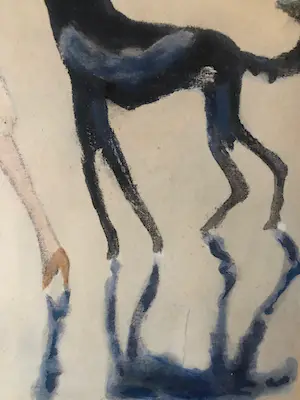 Kees van Dongen - Pochoirdruk - Vrouw met een hond, langs het strand wandelend kopen? Bied vanaf 3950!
