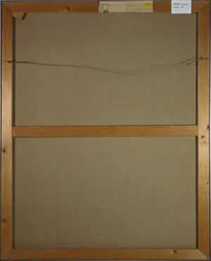 Kees Balvers - Acryl op doek, Vijf poppen voor een raam - Ingelijst kopen? Bied vanaf 100!