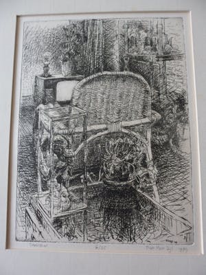 Piet Hein Zijl - Ets. Titel, "Interieur". kopen? Bied vanaf 20!