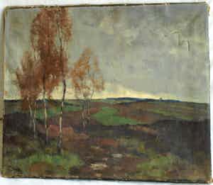Willem Frederik Noordijk - Olieverf op doek, Landschap bij Eemnes – gesigneerd – ca 1925 verkocht voor € 1!
