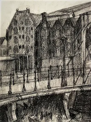 Niet of onleesbaar gesigneerd - Grote omstreeks 1920 gemaakte Houtskooltekening - Amsterdam "het Prinseneiland" kopen? Bied vanaf 1!