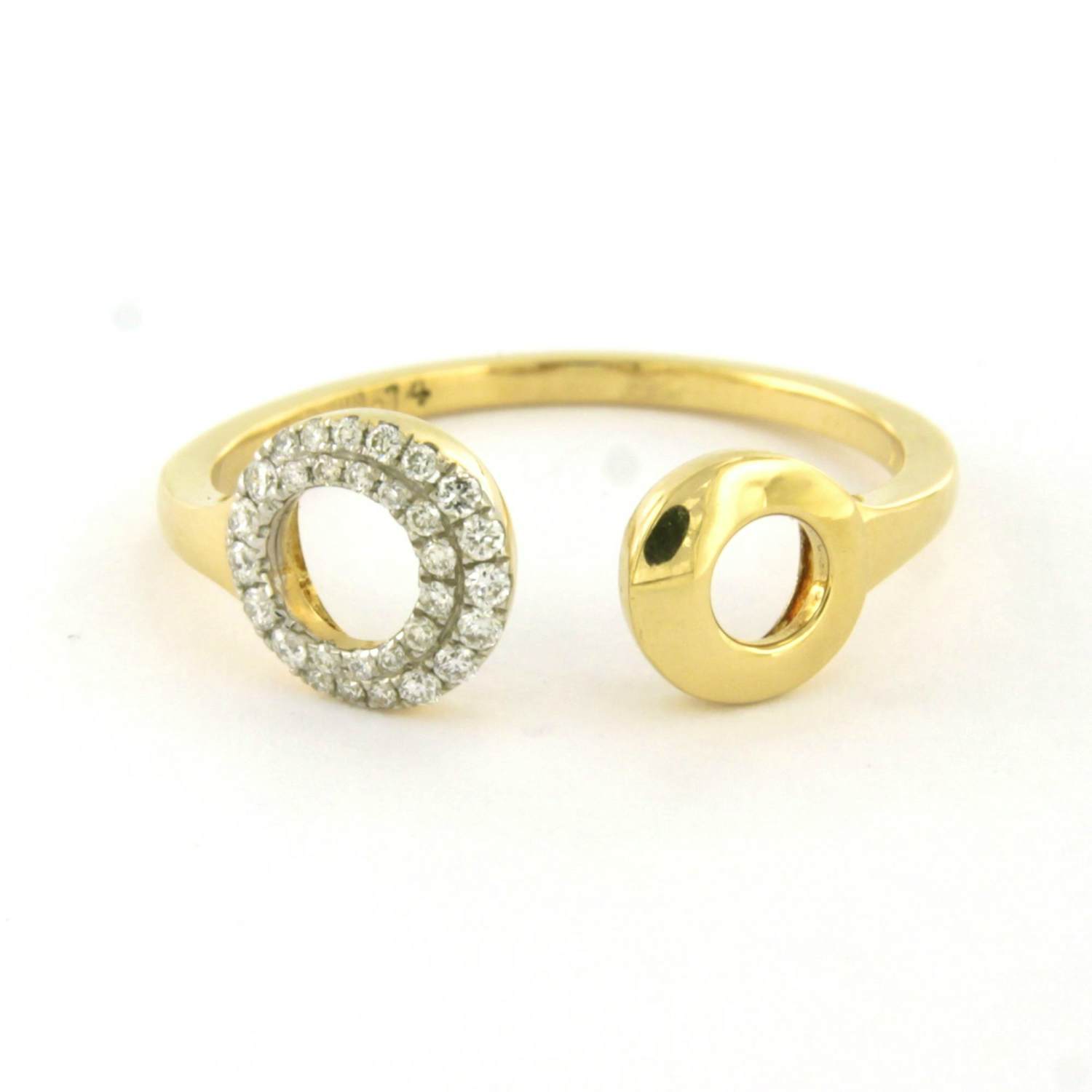 18k bicolour gouden ring met briljant geslepen diamant tot. 0.14ct – F/G - VS/SI kopen? Bied vanaf 260!