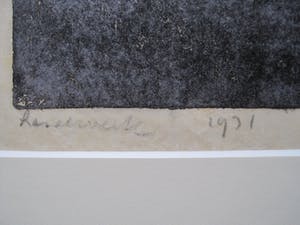 Jac. de Beer - Verstilde handingekleurde Houtsnede "Zonnebloem" kleine oplage 3/50 kopen? Bied vanaf 20!