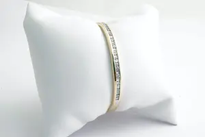 Acheter100 -  Elegante b.w.g.g. (9krt) & diamanten (1.20ct) "Bangle" dames-armband? Enchérissez de 460!