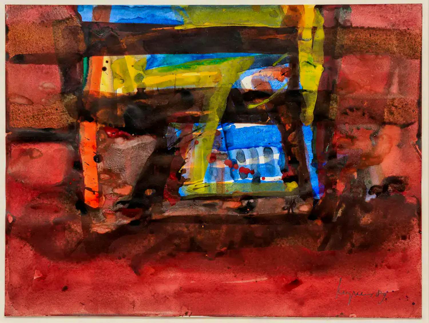 Theo Kuijpers - Ingelijste aquarel op papier: zonder titel -1989 kopen? Bied vanaf 499!