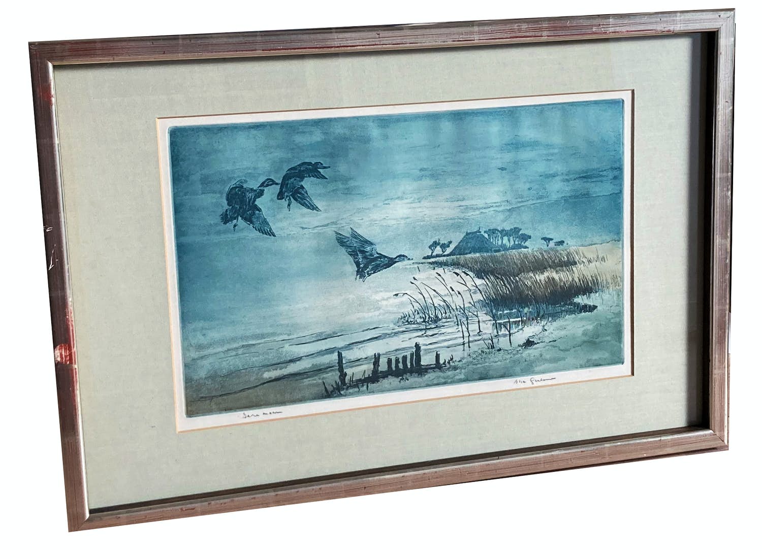 Abe Gerlsma - Ingelijste kleurenets, Iere Moarn verkocht voor € 80!
