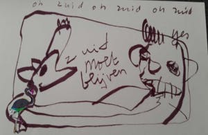 Herman Brood - tekening, Zuid moet blijven, ingelijst kopen? Bied vanaf 170!