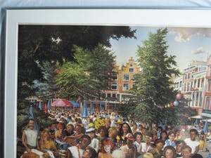 Zeljko Premerl - Ingelijste litho , Het Leidseplein vroeger…. – ca. 1980 kopen? Bied vanaf 1!