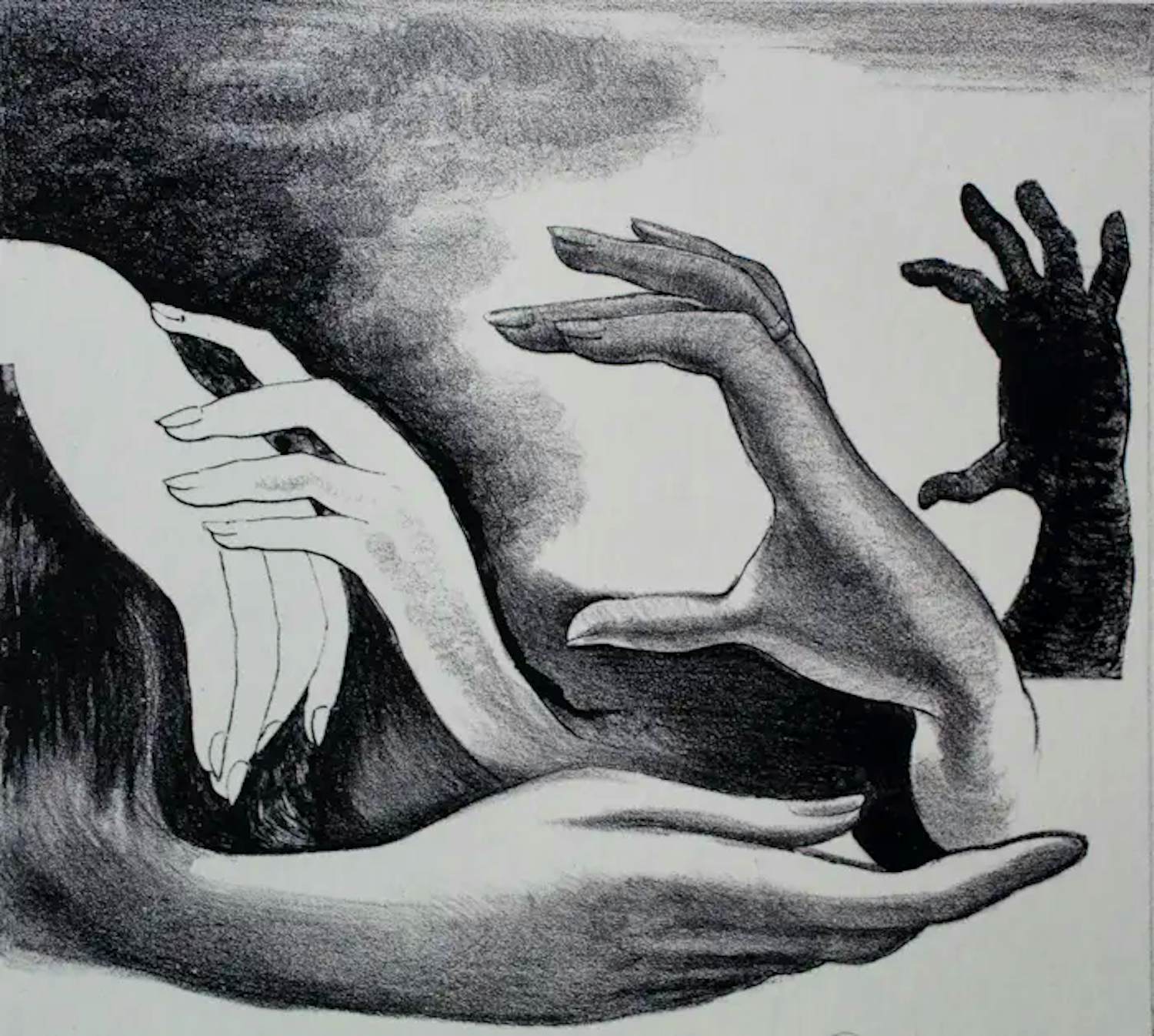 Joop Moesman - Litho: Handen - Voor de Petitentjes kopen? Bied vanaf 150!