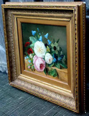 Adriana van Ravenswaay - Olieverf op board: Stilleven met rozen en andere bloemen - 1858 kopen? Bied vanaf 1499!