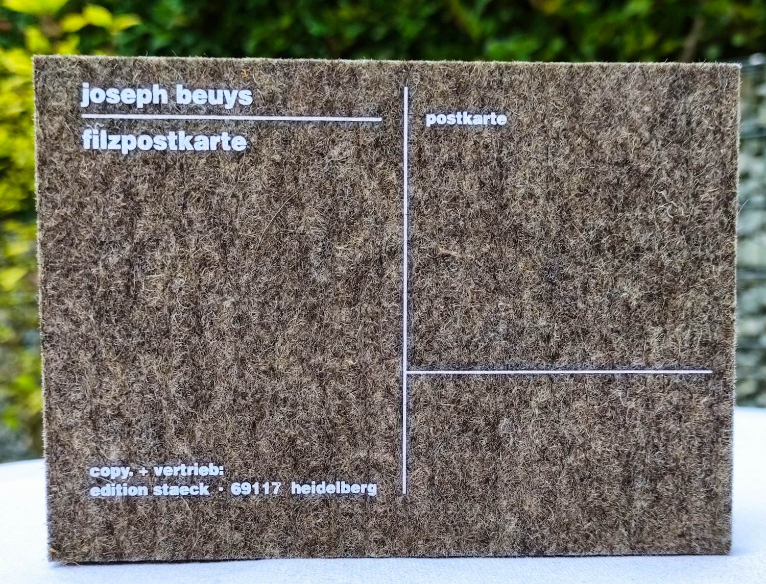 Joseph Beuys - Filzpostkarte – Multiple – Filz mit Siebdruck kopen? Bied vanaf 25!