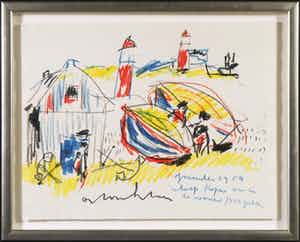 Anton Heyboer - Krijttekening, IJmuiden 1950 ... - Ingelijst verkocht voor € 250!