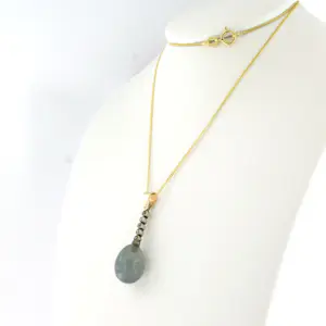 Gouden collier met goud met platina hanger met quartz en diamant kopen? Bied vanaf 240!