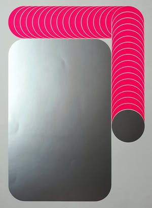 Thomas Lenk - Compositie in roze en metallic zilver, zeefdruk kopen? Bied vanaf 75!