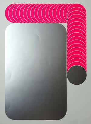 Thomas Lenk - Compositie in roze en metallic zilver, zeefdruk verkocht voor € 75!