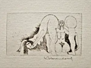 Theo Beerendonk - Expliciete jaren 60 droge naald Ets "3 vrouwen" - potloodgesigneerd kopen? Bied vanaf 28!