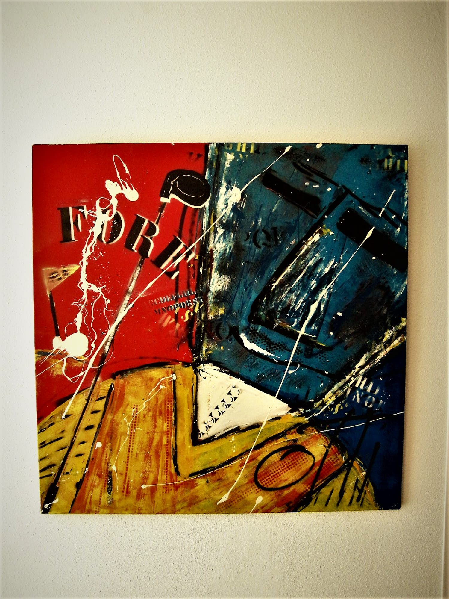 Oscar Faase - GROTE gemengde techniek op doek "FORE - moving target" gesigneerd verkocht voor € 78!