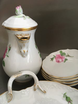 Meissen porzellan - koffie of thee potje met schaaltjes kopen? Bied vanaf 175!