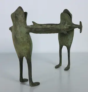 Onbekend - metalen schaaltje met kikkers en lelieblad kopen? Bied vanaf 50!