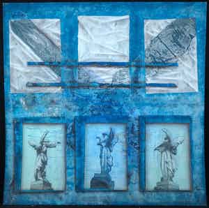 Jan Bollaert - Gemengde techniek op board, 3 Angels (Zeer Groot) verkocht voor € 1!