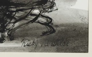 Nicky van der Wilde - Inkttekening, Zittende man kopen? Bied vanaf 1!